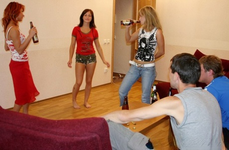 College students get involved in hardcore bareback fucking after getting drunk
