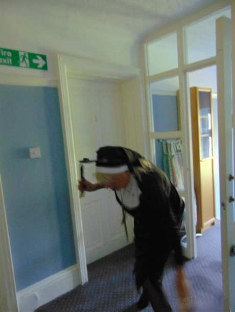Mature amateur Dimonty removes a nun outfit while riding a hobbyhorse