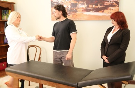 Mature doctors Lady Ava and Lacey Starr have a threesome with a young man