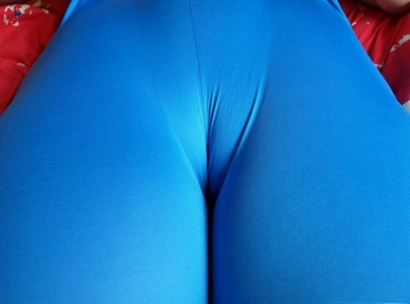 Older lady Daniella English slides her spandex pants over her big butt