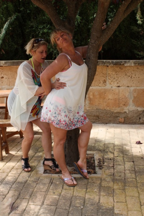 Matures with chubby bodies Debbie D and Teresa K toy their twats together