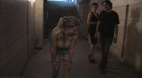 Blonde lady with big tits Jagdelfe gets bound & humiliated by a wild couple