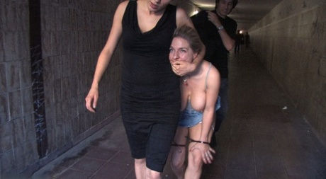 Blonde lady with big tits Jagdelfe gets bound & humiliated by a wild couple