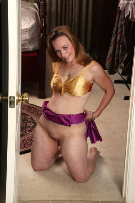Naughty chubby belly dancer Destiny Hall strips and flaunts her curves