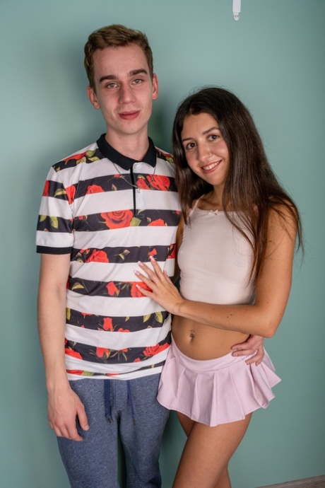 Naughty teen Katty West & her wicked boyfriend posing nude with a mature lady