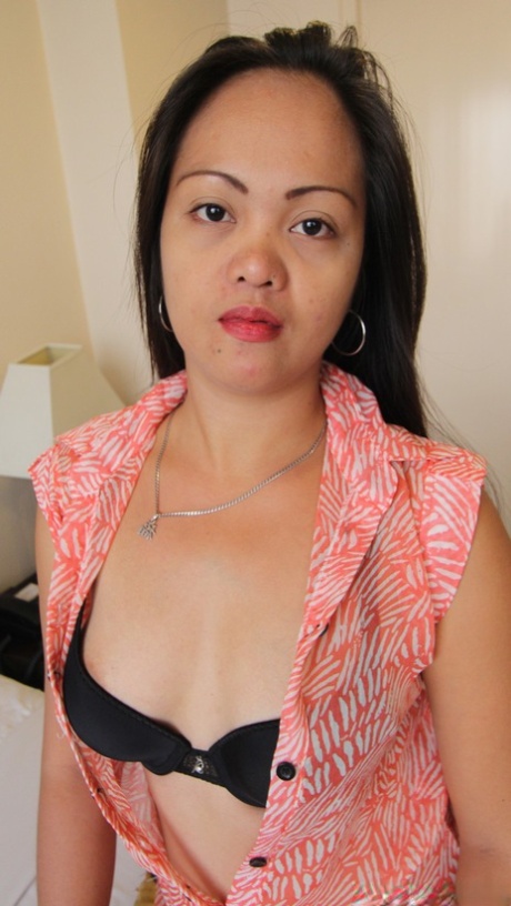 Hot Asian MILF Missy Mejo shows her creampied hairy pussy & her juicy tits