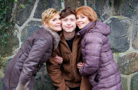 European grannies Irenka and Romana school a teen boy in an FFM 3some