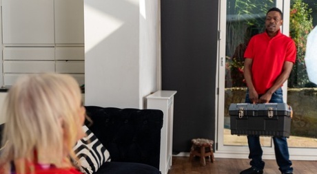 Blonde granny Claire Knight has sexual intercourse with a hung black man